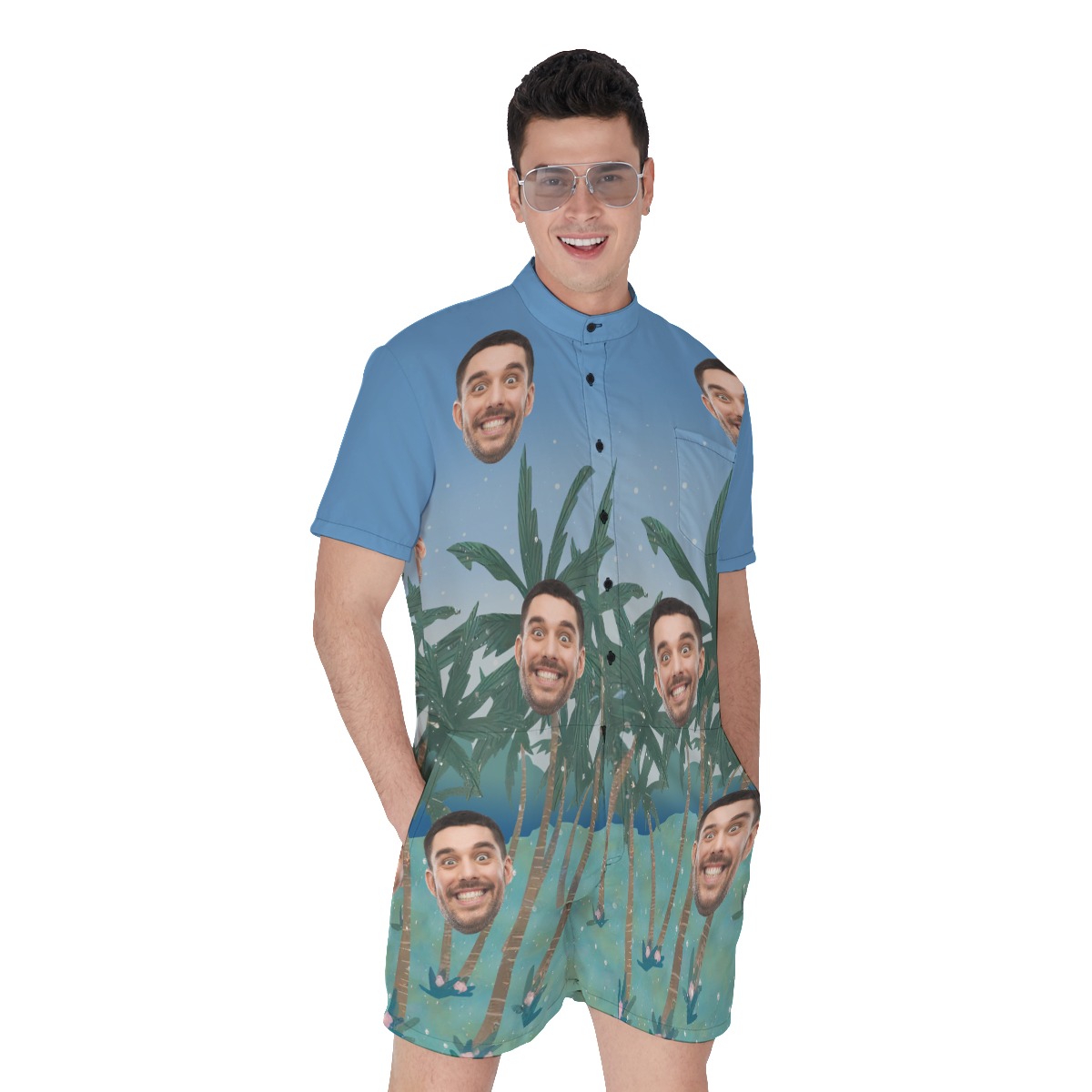 Funny Tropical Custom Face Men's Romper - variant image 1