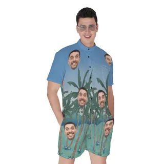Funny Tropical Custom Face Men's Romper