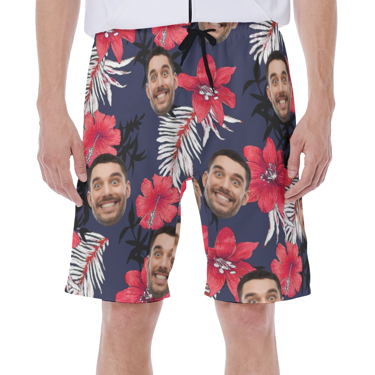 Custom Face Hibicus Hawaiian Swim Trunks For Men - variant image 1