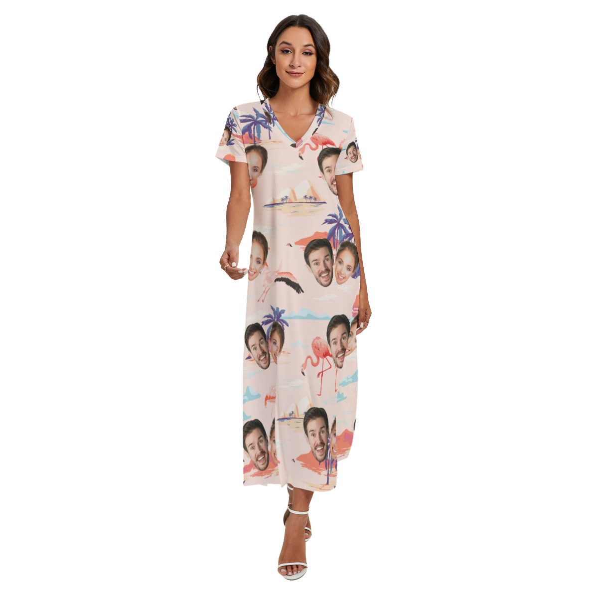 Pink Flamingo Custom Side Slit Dress With Face Review - variant image 1