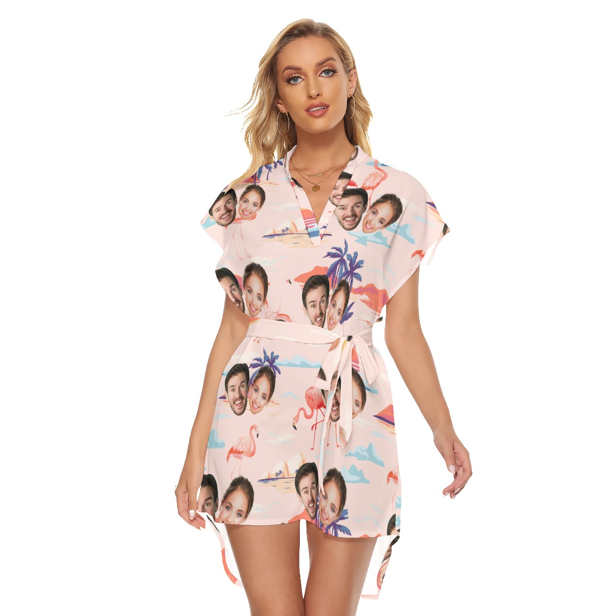 Pink Flamingo Summer Beach Dresses With Custom 2 Faces - variant image 1