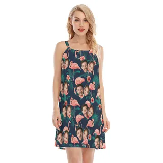 Flamingo Custom Couple Face Women's Hawaiian Dress