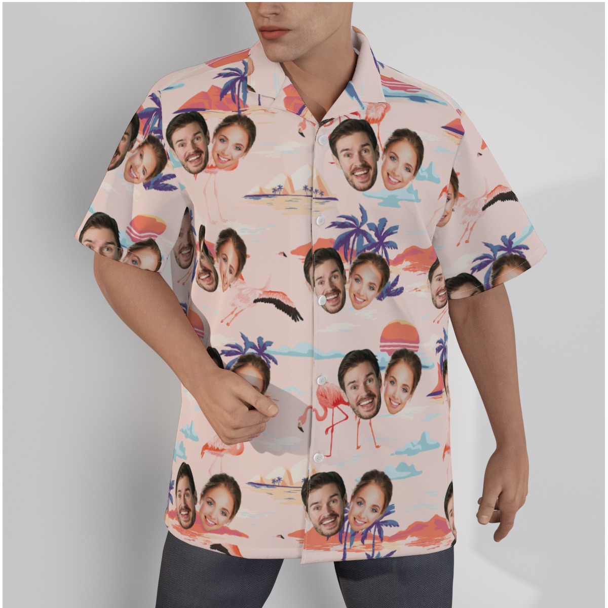 Pink Flamingo Custom Hawaiian Shirt With Multiple Faces - variant image 1