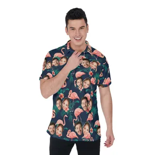 Flamingo Custom Couple Polo Shirt With Face