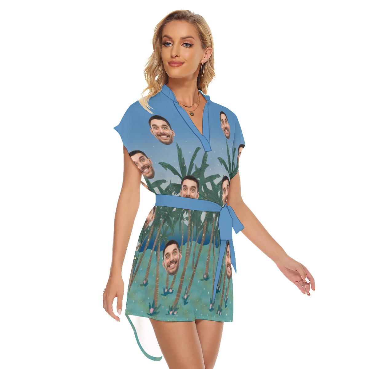 Funny Custom Face Women's Hawaiian Beach Dress