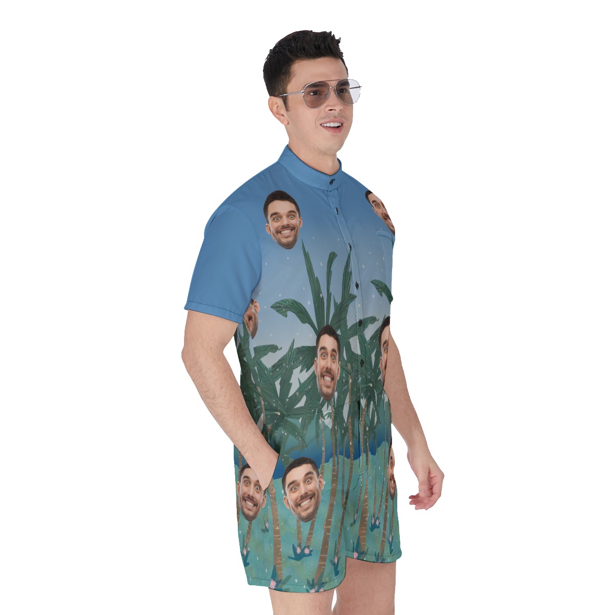 Funny Tropical Custom Face Men's Romper