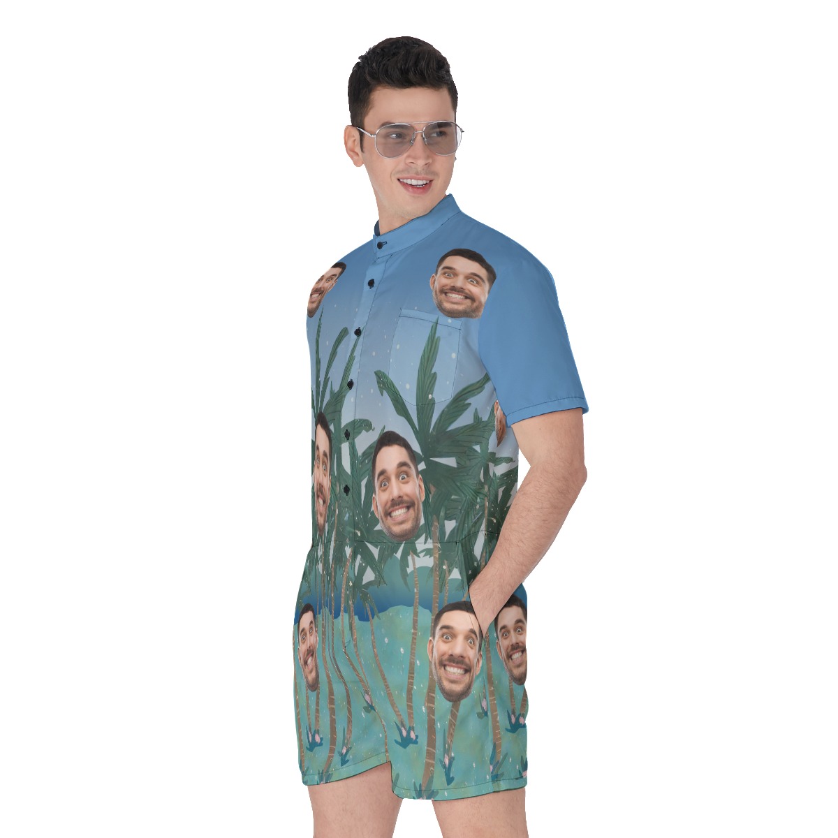 Funny Tropical Custom Face Men's Romper