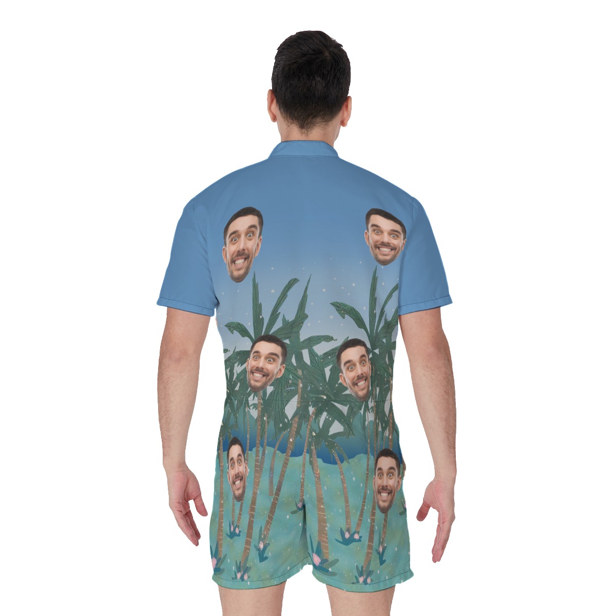 Funny Tropical Custom Face Men's Romper