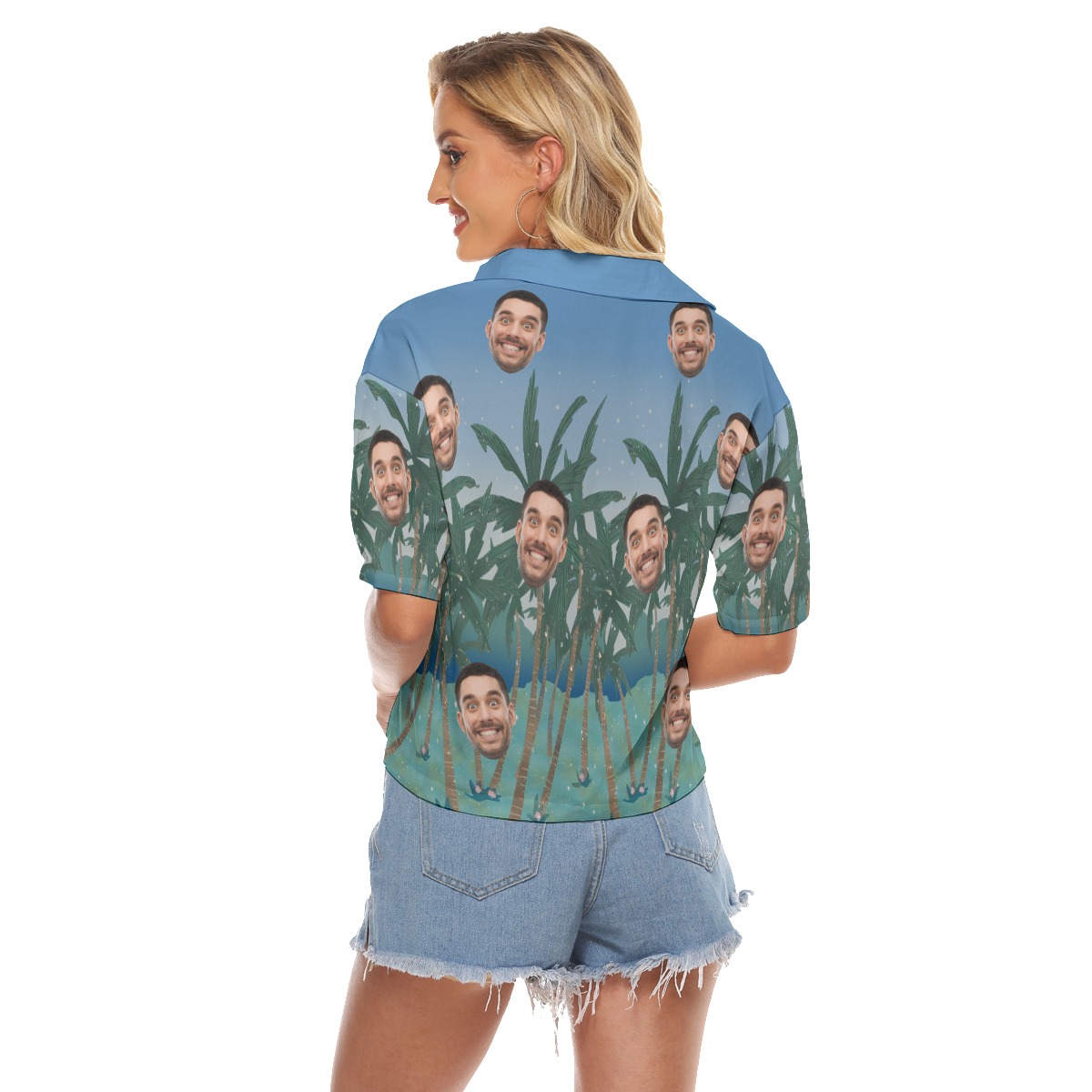 Funny Custom Face Women's Hawaiian Crop Top
