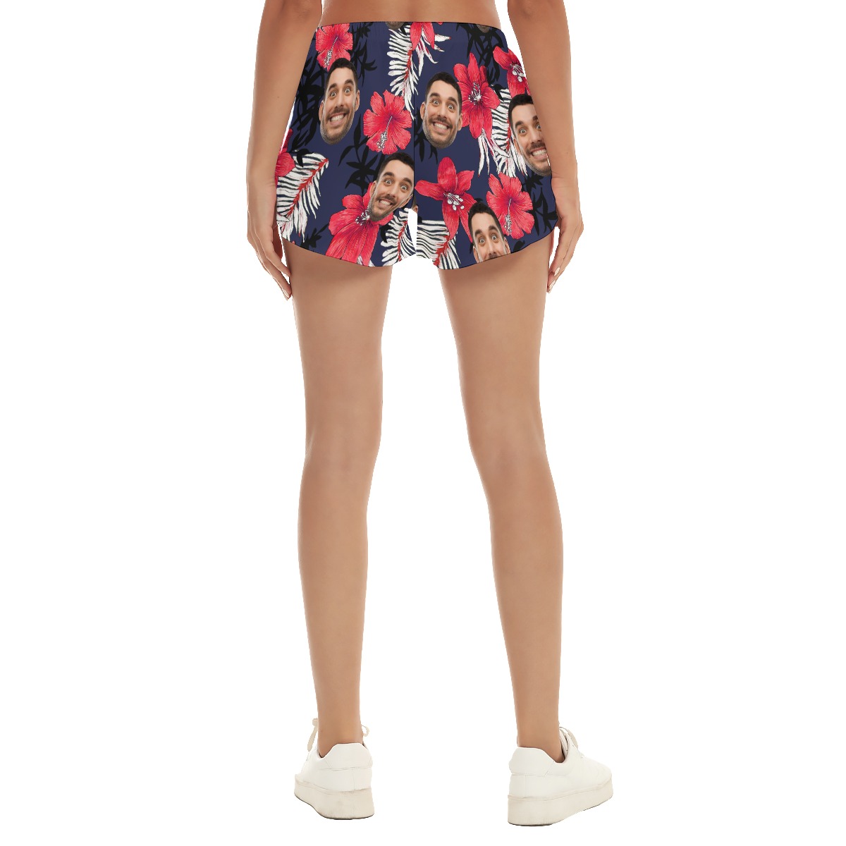 Custom Face Hibicus Women's Hawaiian Beach Shorts