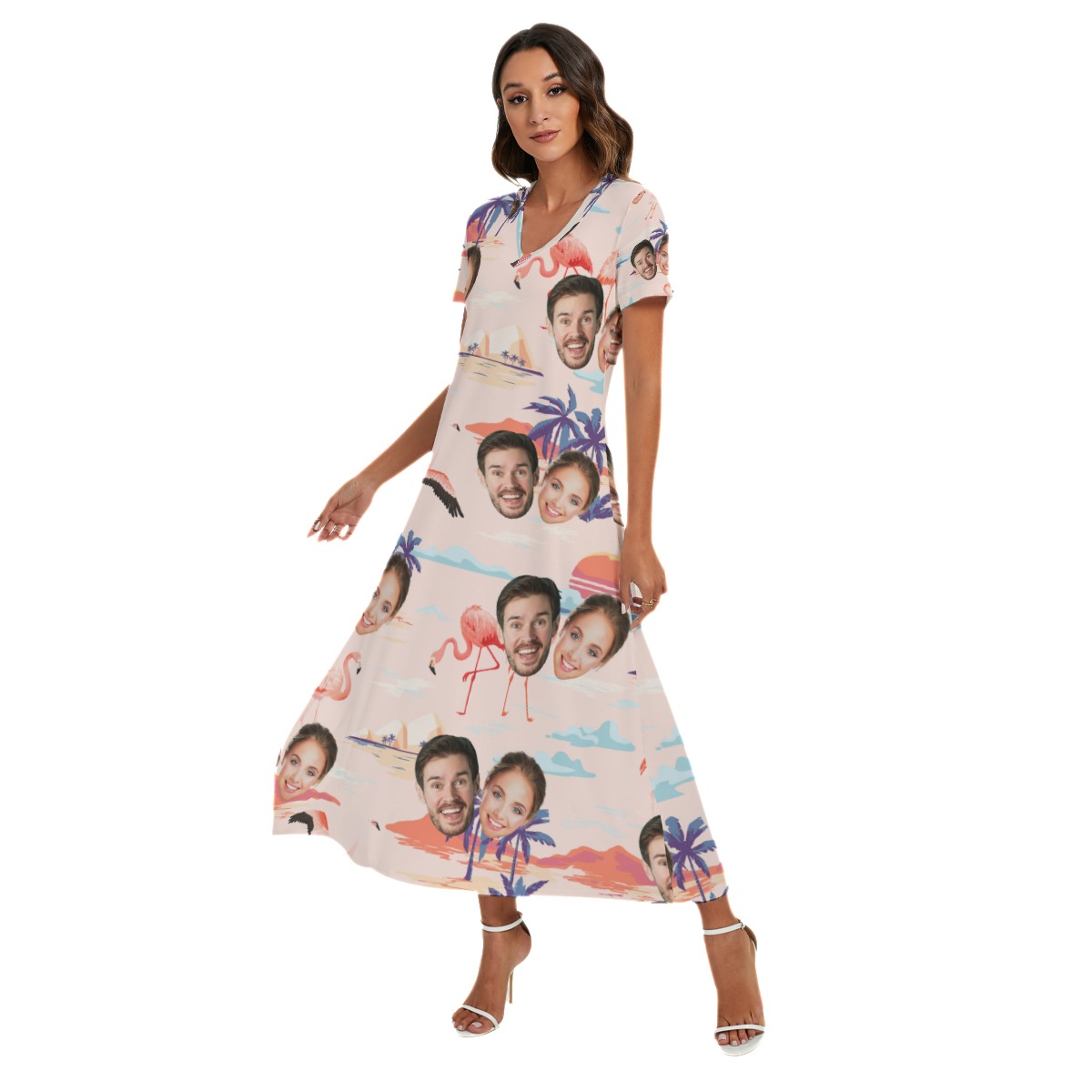 Pink Flamingo Custom Side Slit Dress With Face Review