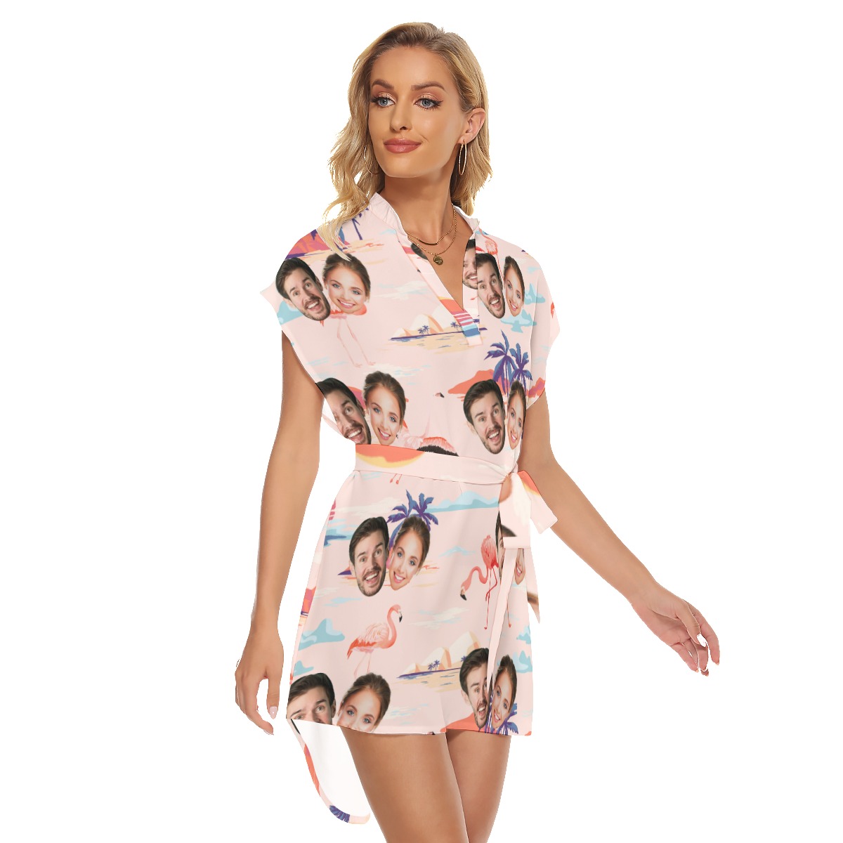 Pink Flamingo Summer Beach Dresses With Custom 2 Faces