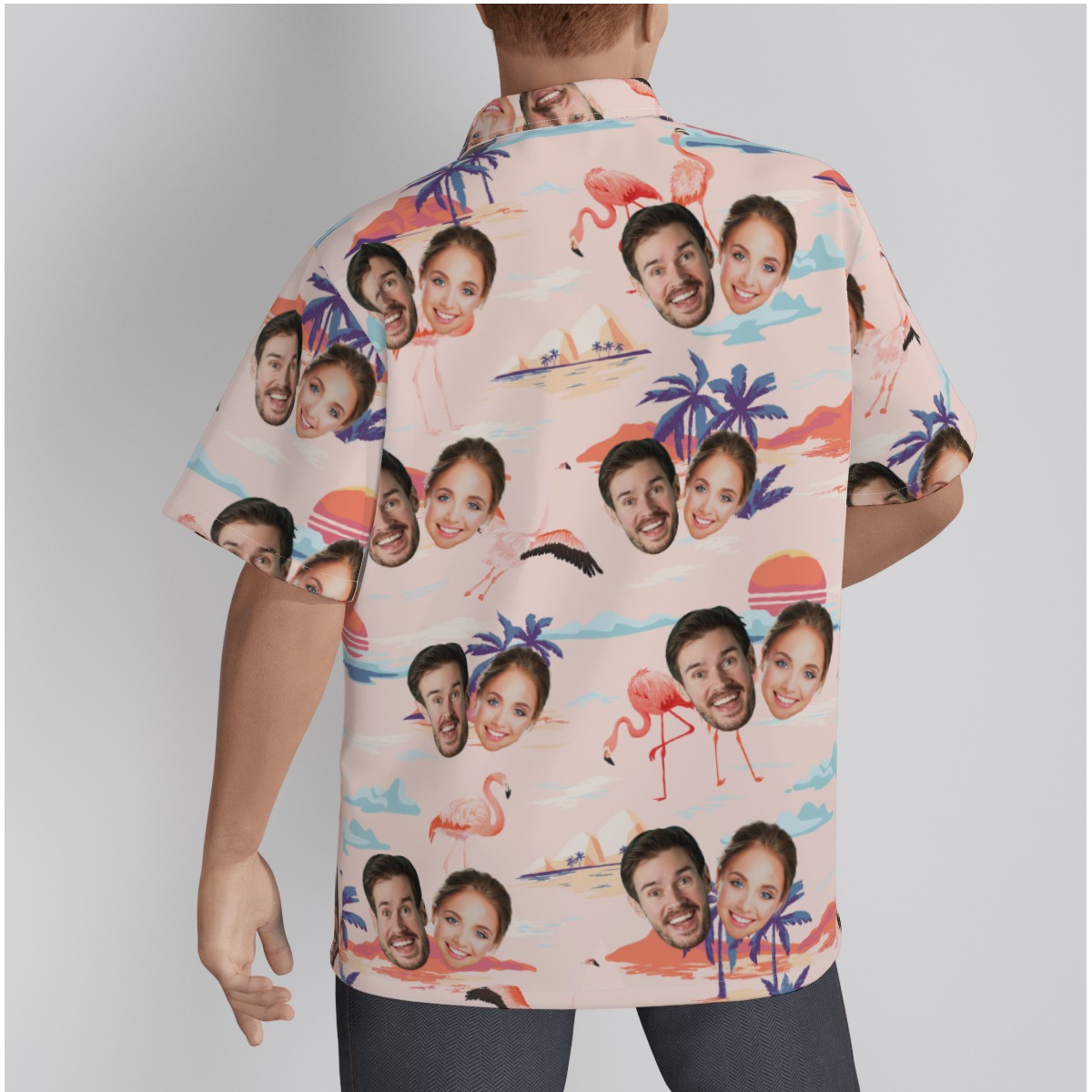 Pink Flamingo Custom Hawaiian Shirt With Multiple Faces