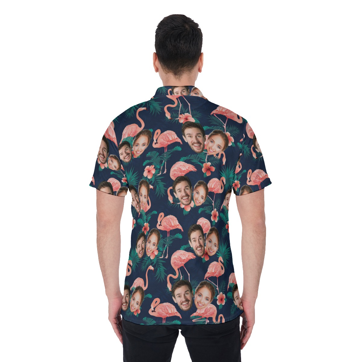 Flamingo Custom Couple Polo Shirt With Face