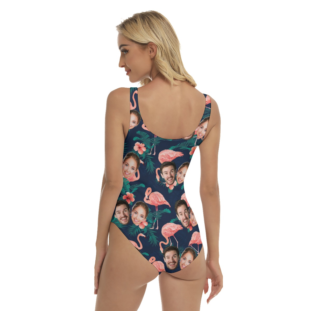 Flamingo Hawaiian Print One Piece Swimsuit With Custom 2 Faces
