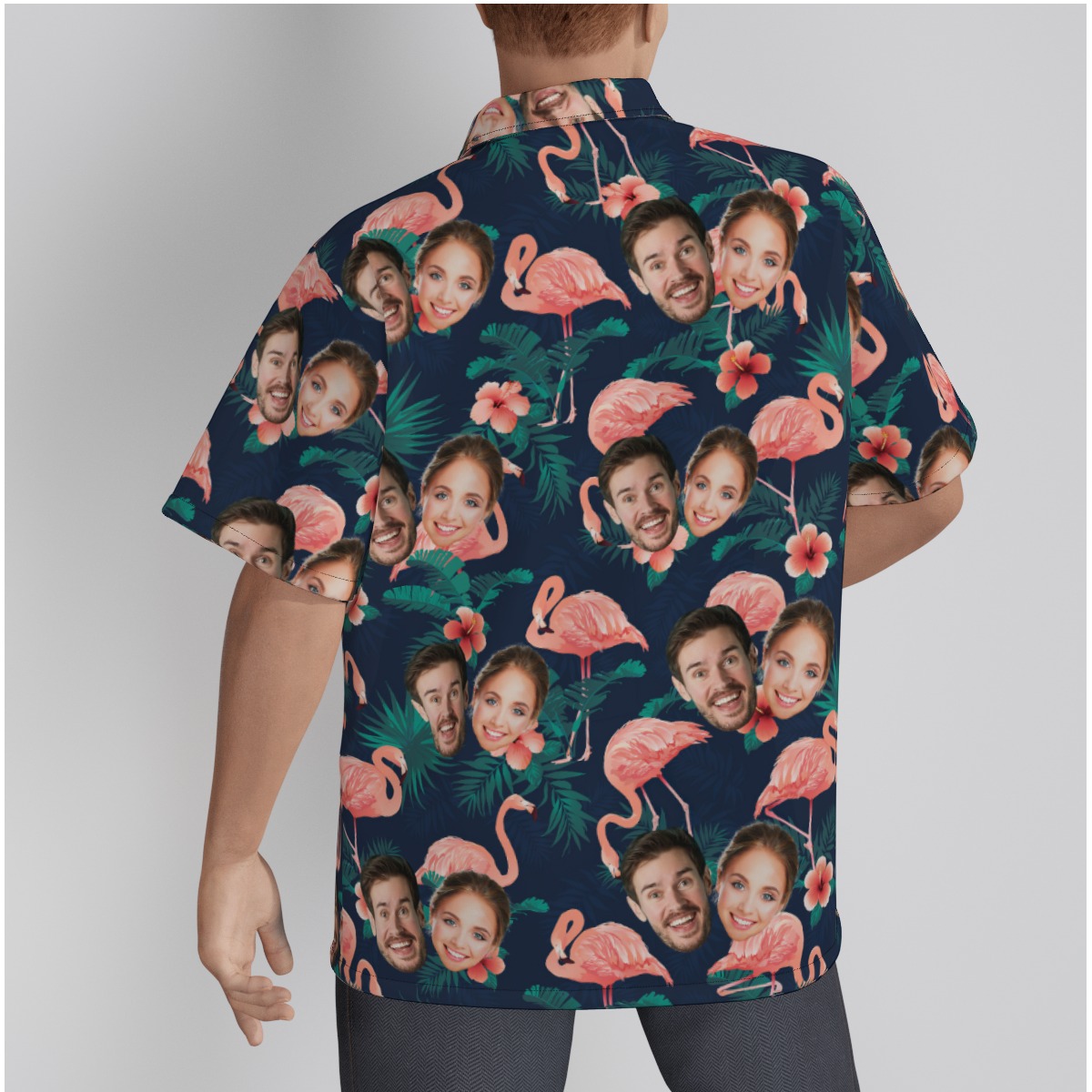 Flamingo Custom Couple Hawaiian Shirt With Face