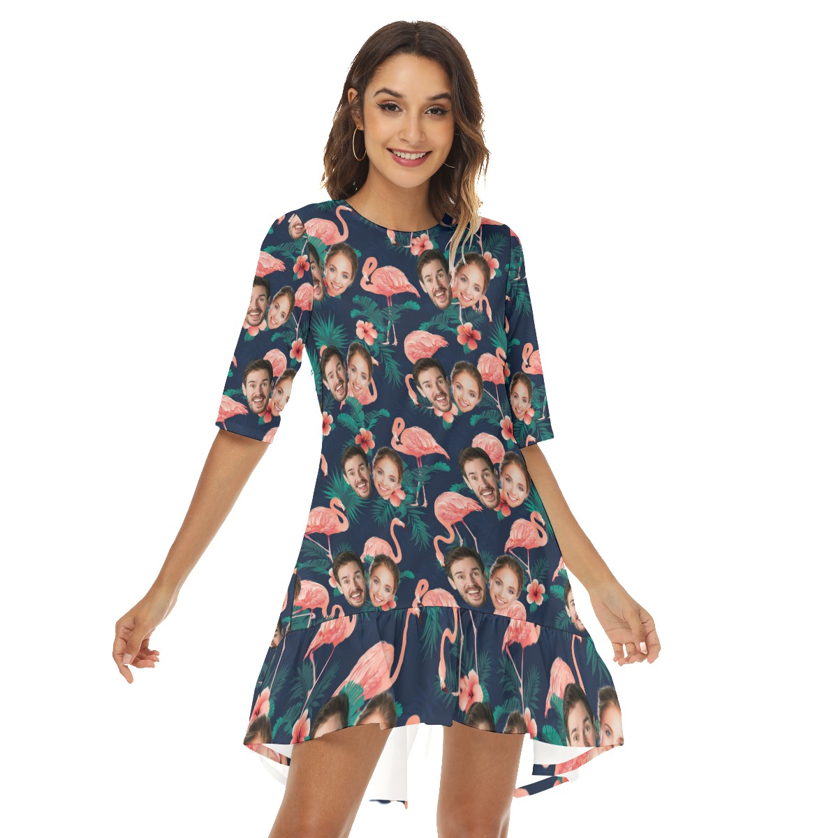 Flamingo Summer Dresses With Custom 2 Faces