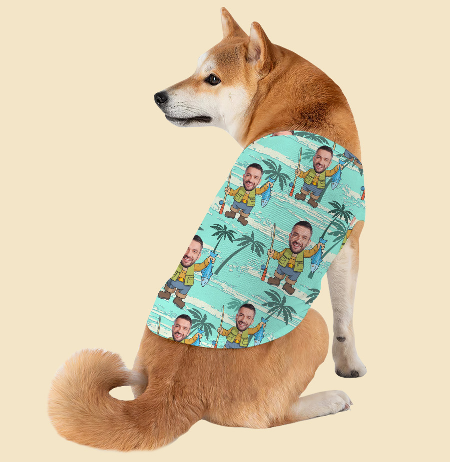 Funny Fishing Dog's Hawaiian Shirt With Face - variant image 1