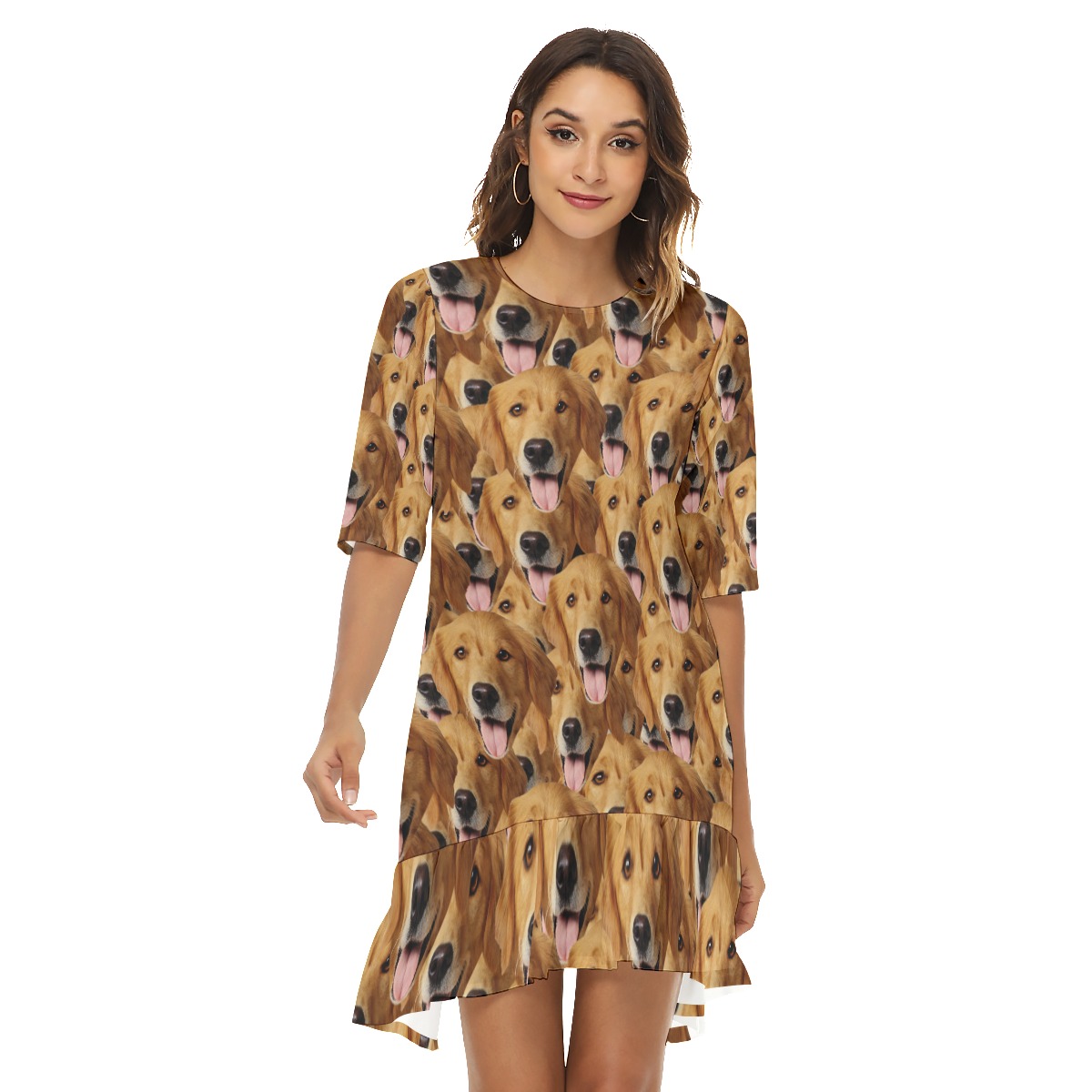 Unique Custom Dog Face Hawaiian Dress For Women - variant image 1