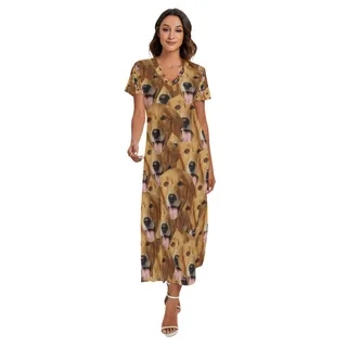 Unique Custom Multiple Dog Faces Hawaiian Dress For Ladies