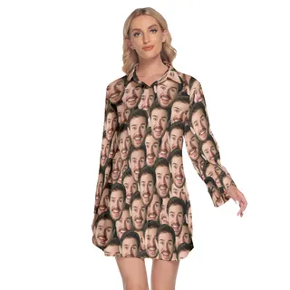 Cool Custom Multiple Faces Hawaiian Dress For Ladies