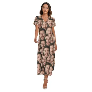 Funny Hawaiian Beach Dress With Multi Face