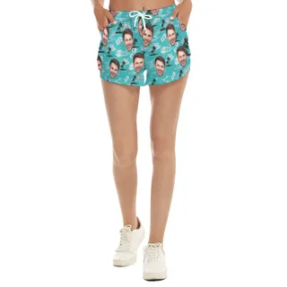 Cool Light Blue Custom Hawaiian Shorts With Photos