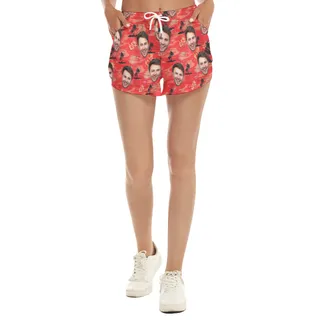 Red Sunset Beach Custom Hawaiian Shorts With Photos