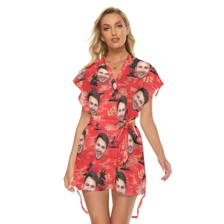 Red Sunset Beach Custom Hawaiian Dress With Face Review