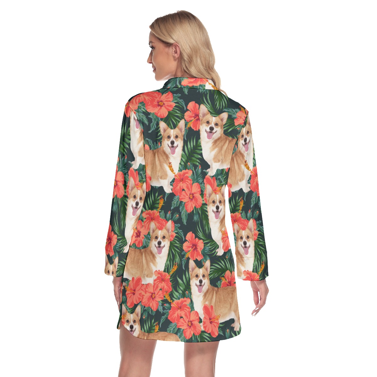 Hibicus Hawaiian Shirt Dress For Women With Custom Dog Face