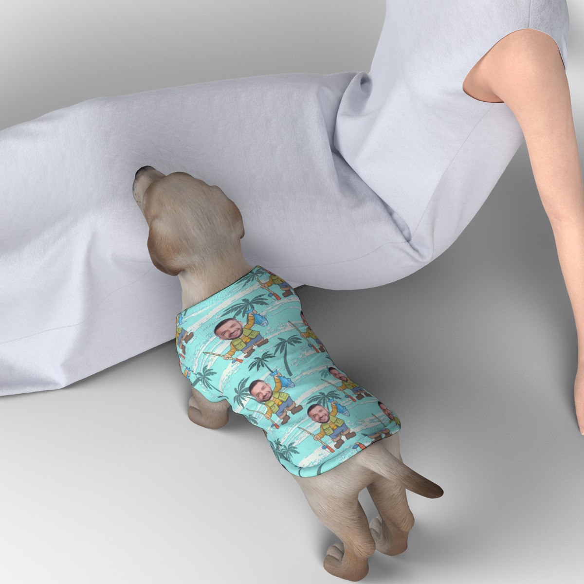 Funny Fishing Dog's Hawaiian Shirt With Face