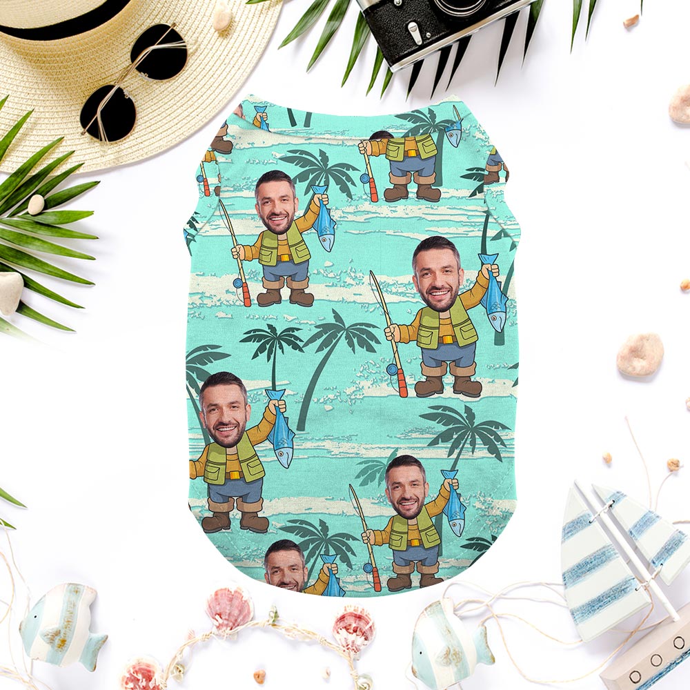 Funny Fishing Dog's Hawaiian Shirt With Face