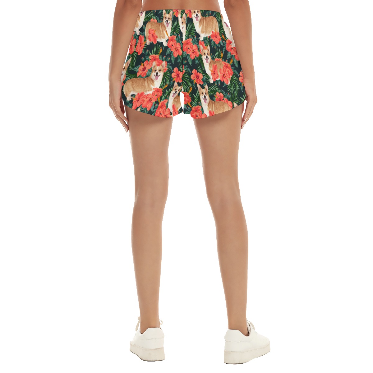Funny Women's Tropical Hawaiian Beach Shorts With Custom Dog Face