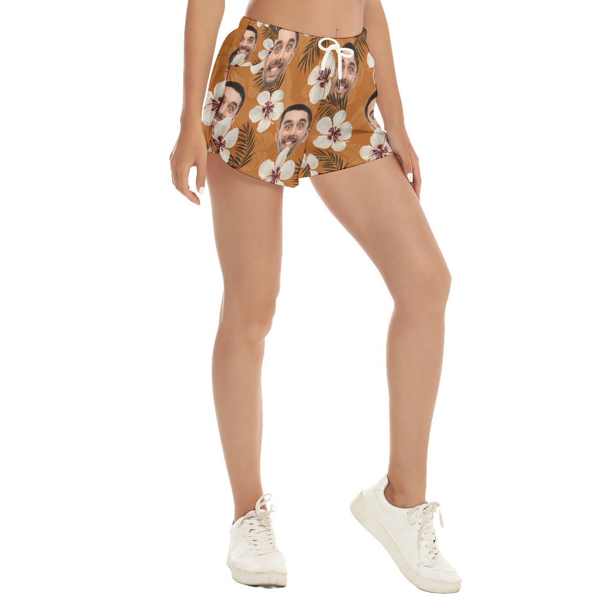 Funny Custom Face Women's Floral Hawaiian Beach Shorts