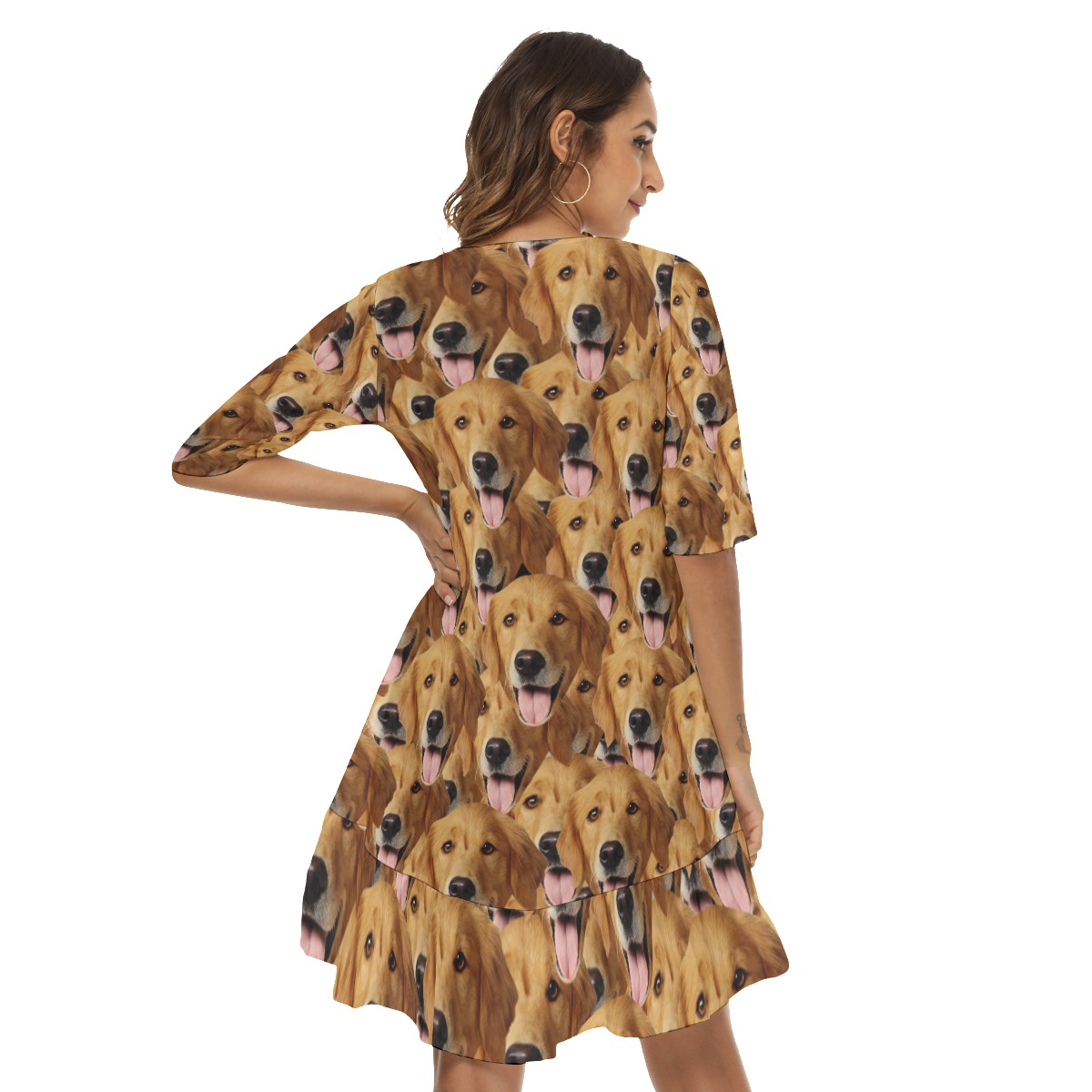 Unique Custom Dog Face Hawaiian Dress For Women
