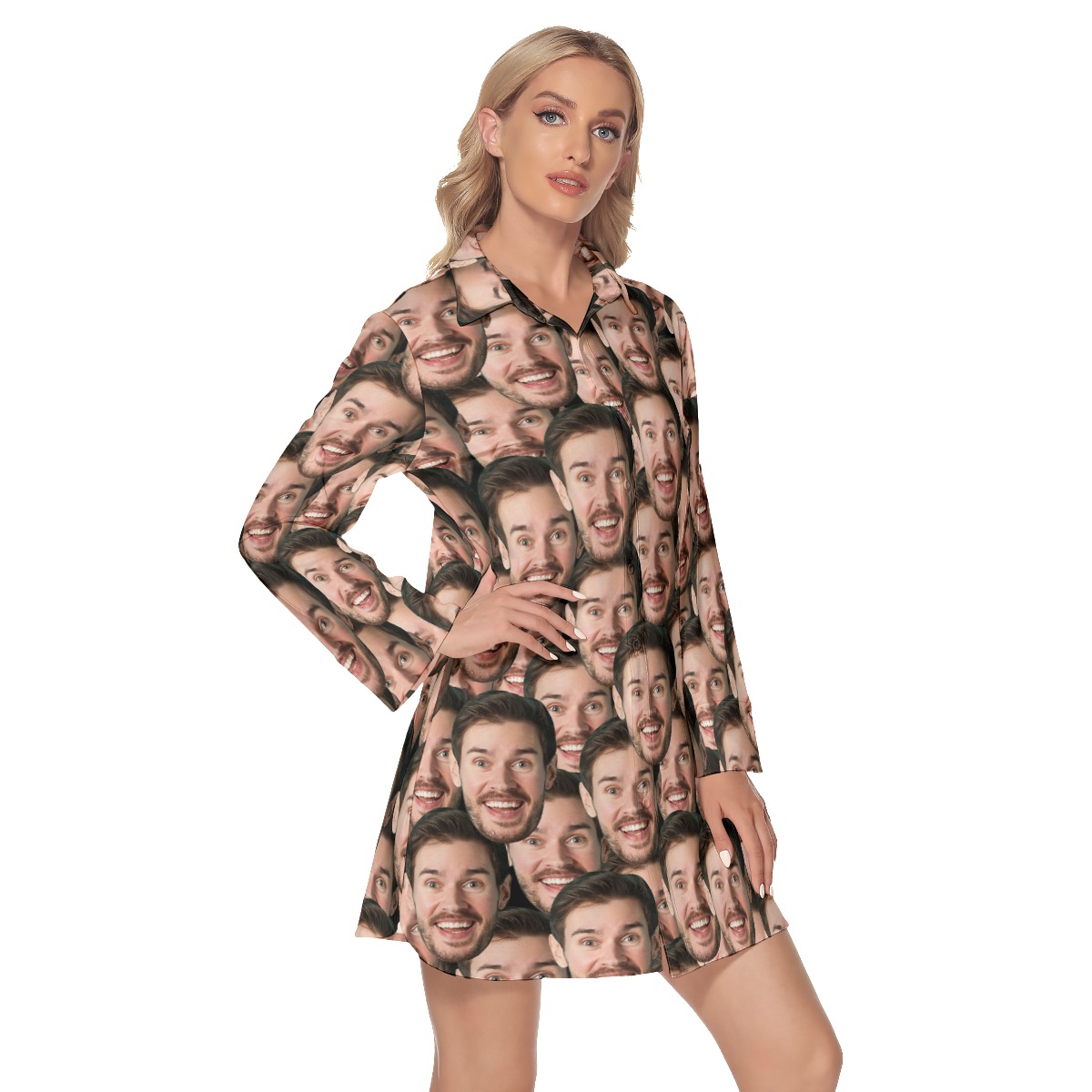 Cool Custom Multiple Faces Hawaiian Dress For Ladies