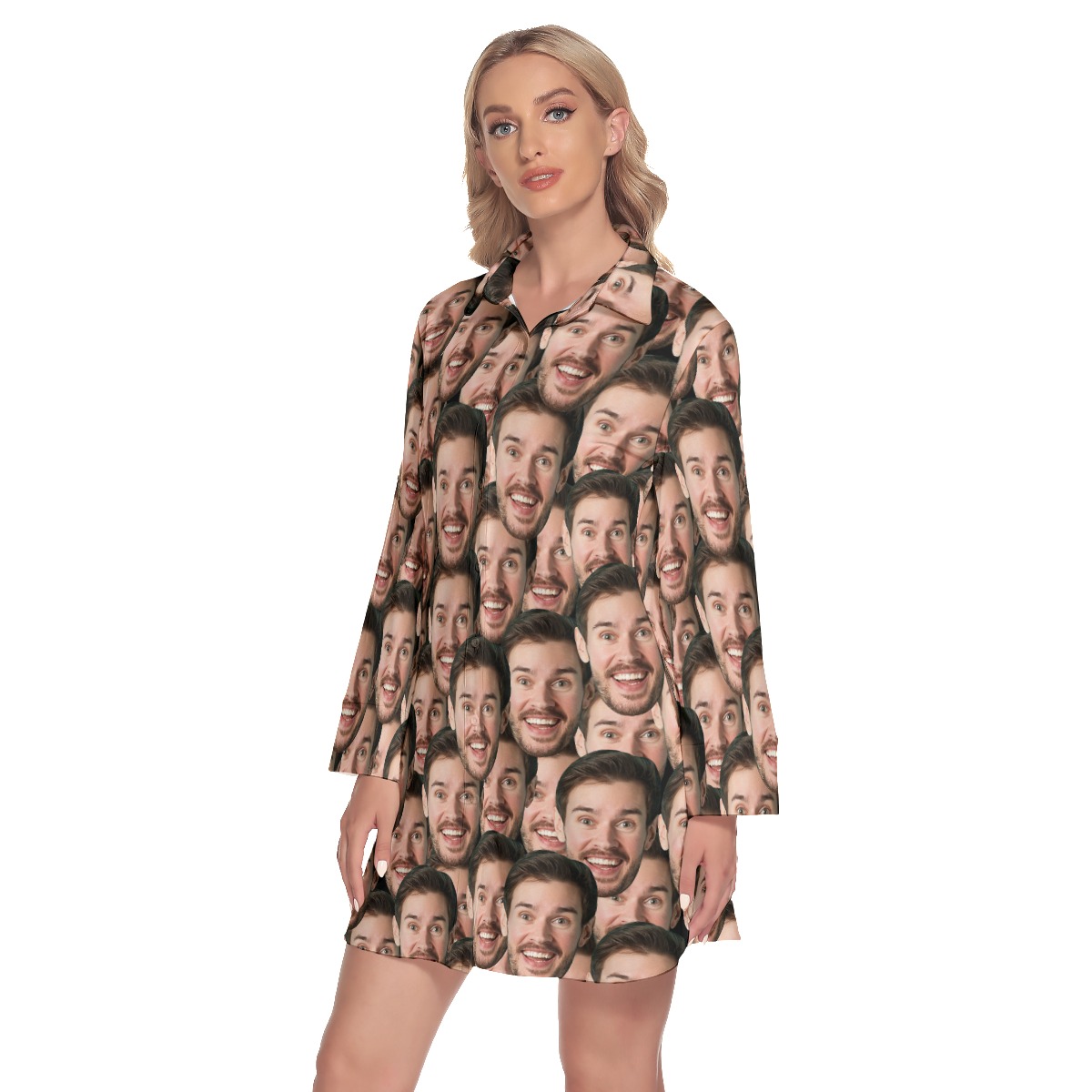 Cool Custom Multiple Faces Hawaiian Dress For Ladies