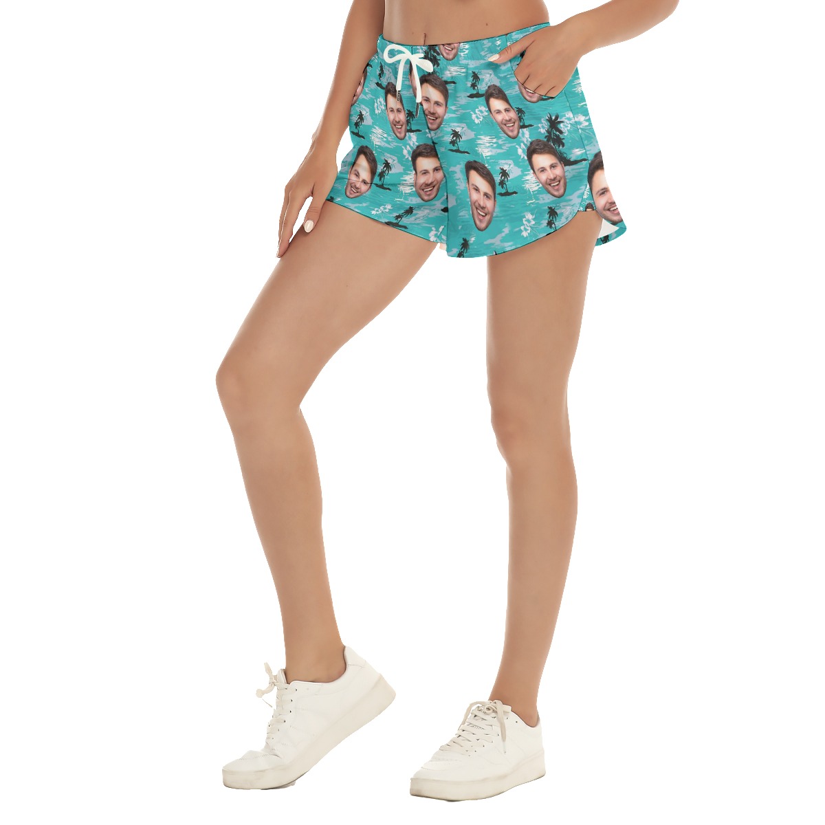 Cool Light Blue Custom Hawaiian Shorts With Photos