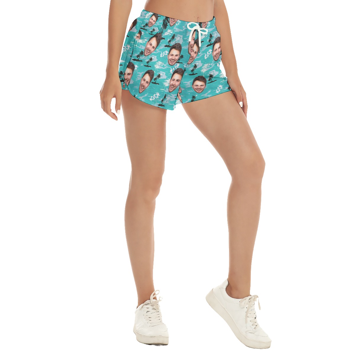 Cool Light Blue Custom Hawaiian Shorts With Photos