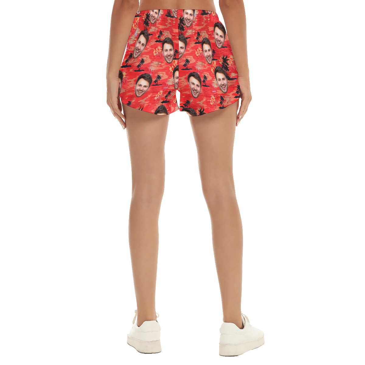 Red Sunset Beach Custom Hawaiian Shorts With Photos