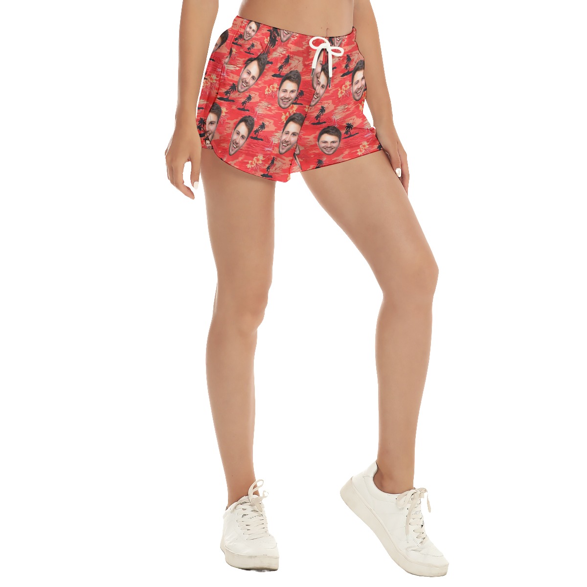 Red Sunset Beach Custom Hawaiian Shorts With Photos