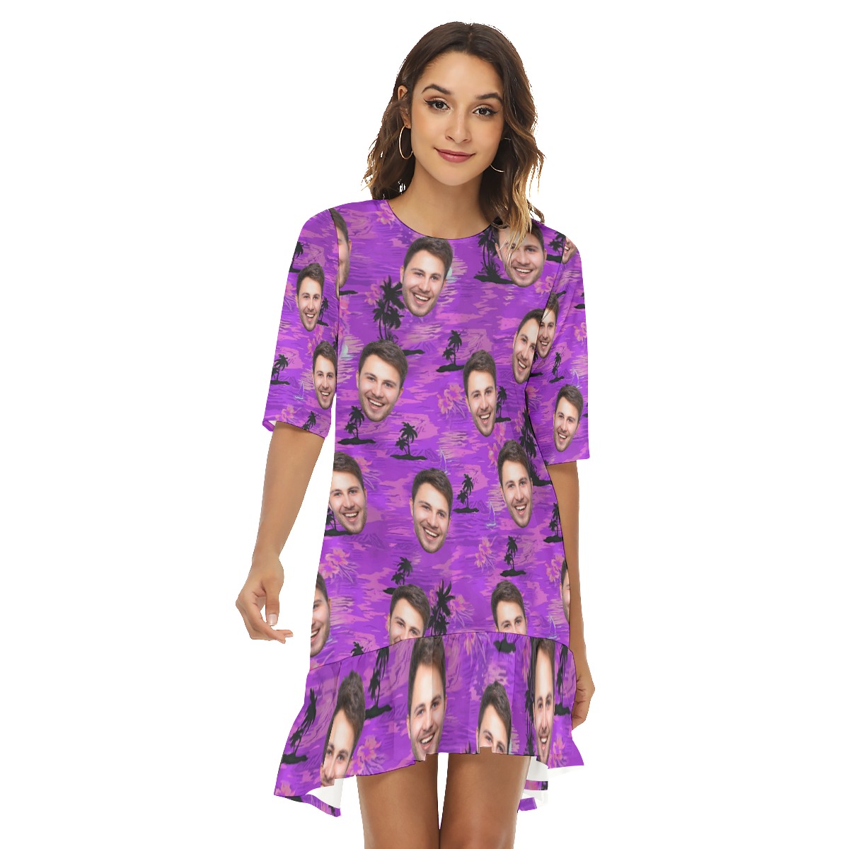 Purple Ocean Hawaiian Beach Dress With Multi Face - variant image 1