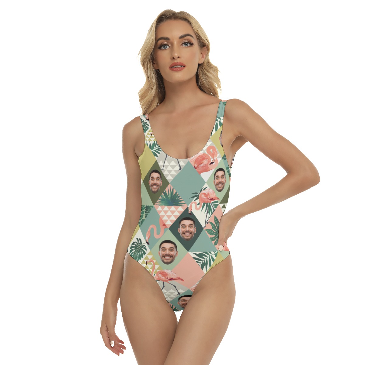 Custom Face Flamingo Sexy Hawaiian Swimsuit For Women - variant image 1