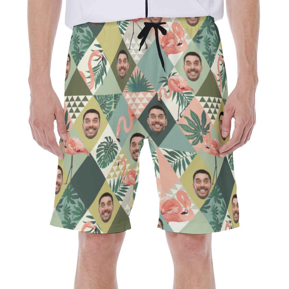 Custom Face Flamingo Hawaiian Swim Trunks For Summer - variant image 1