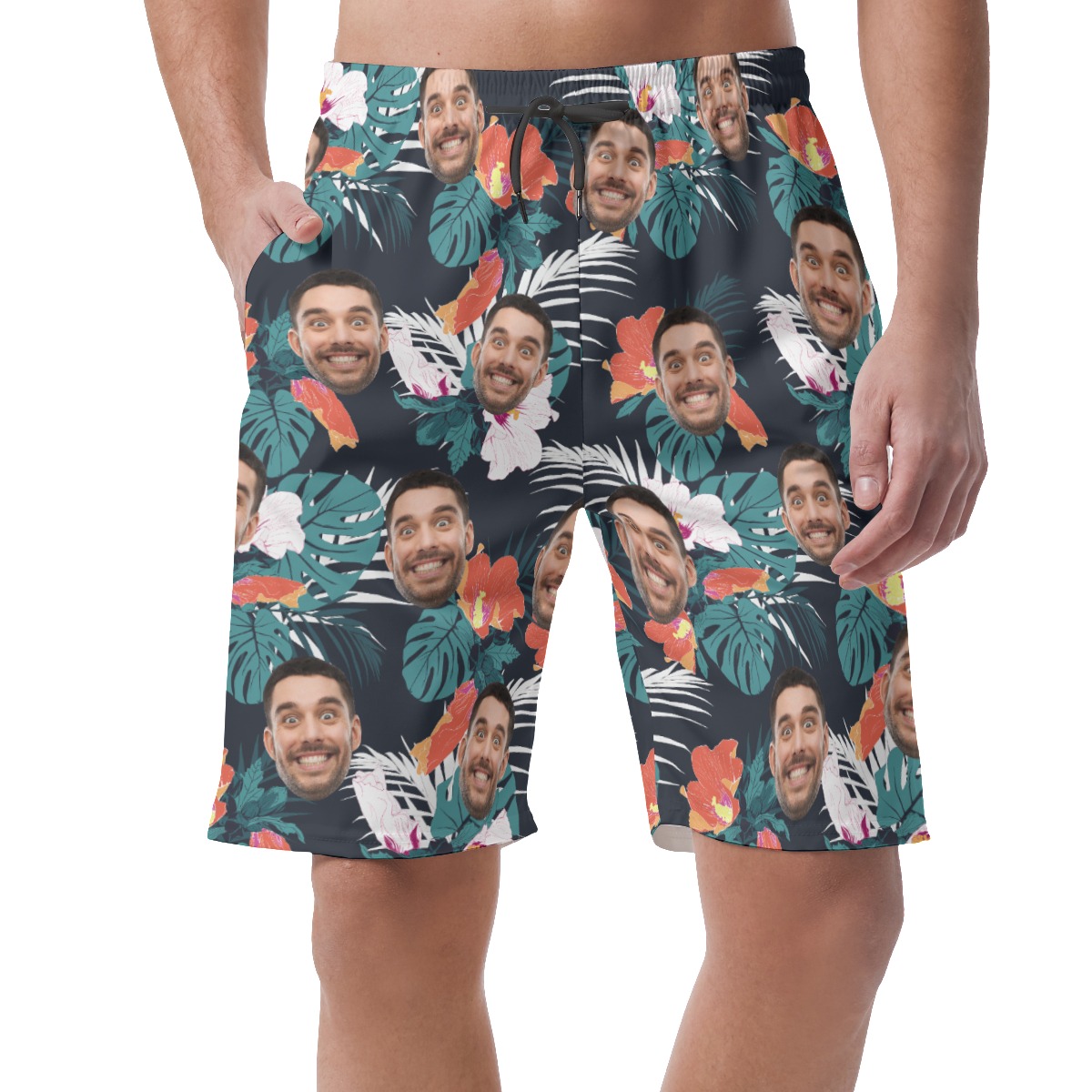Men's Hawaiian Beach Shorts With Faces Custom - variant image 1
