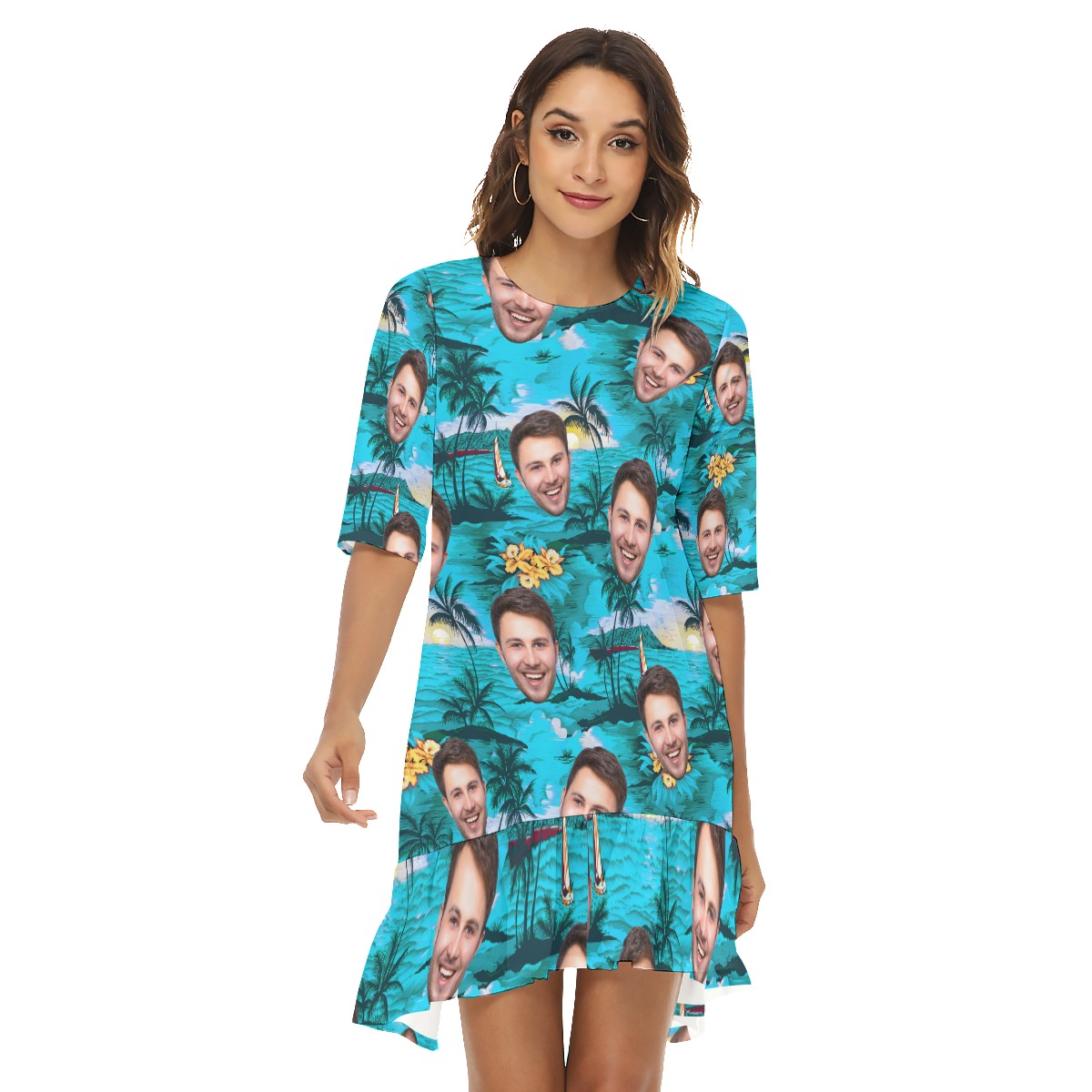 Custom Multi Face Beach Dress For Women - variant image 1