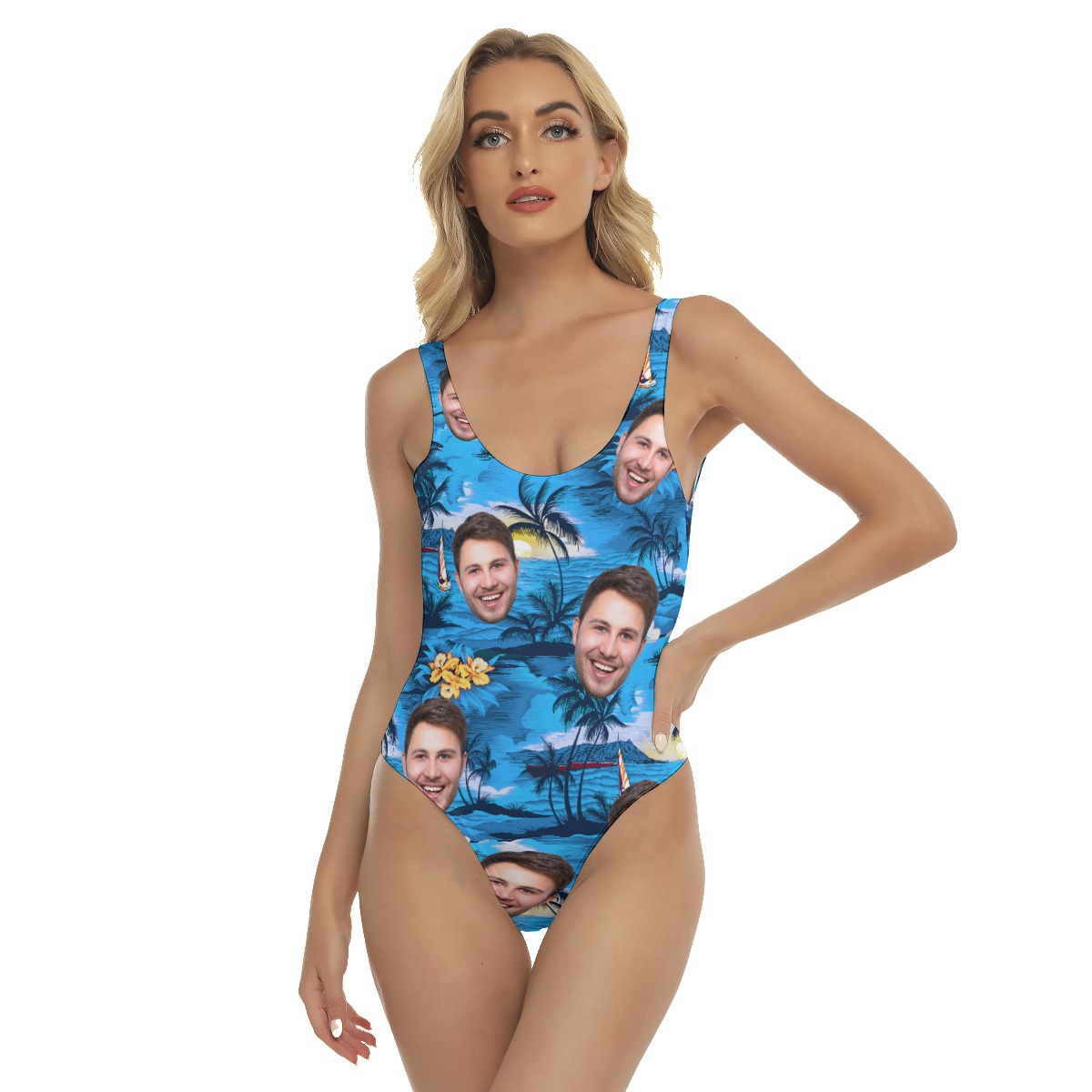 Pacific Legend Blue One Piece Swimsuit With Custom Face - variant image 1