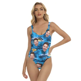 Pacific Legend Blue One Piece Swimsuit With Custom Face