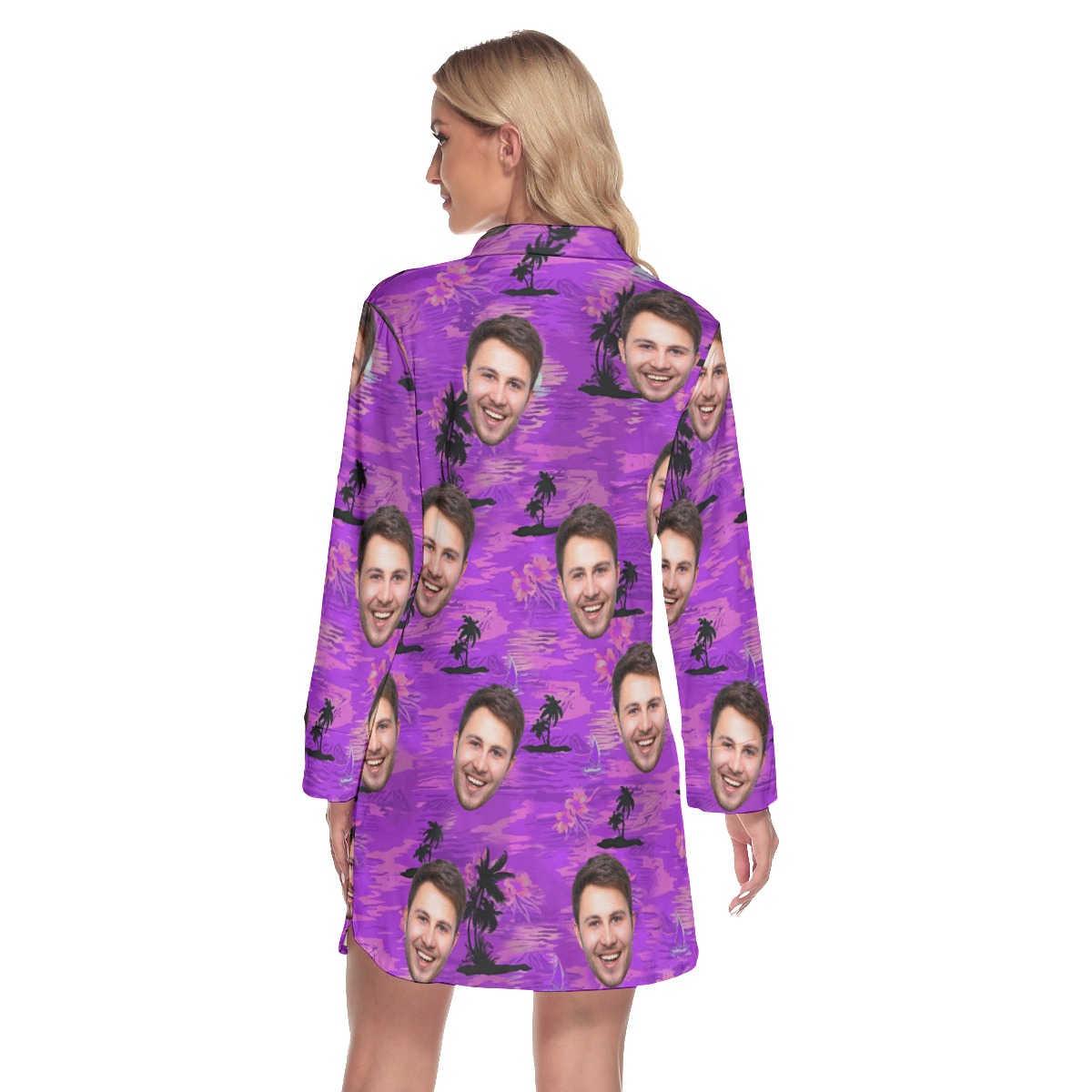 Purple Ocean Custom Face Hawaiian Dress For Girls