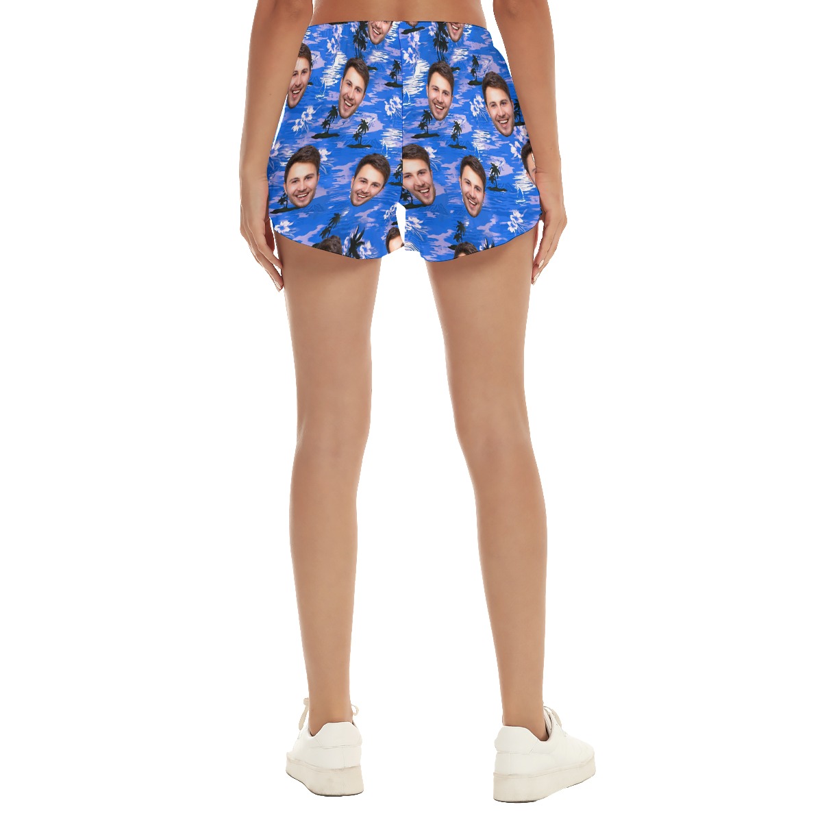 Blue Beach Custom Hawaiian Shorts With Faces